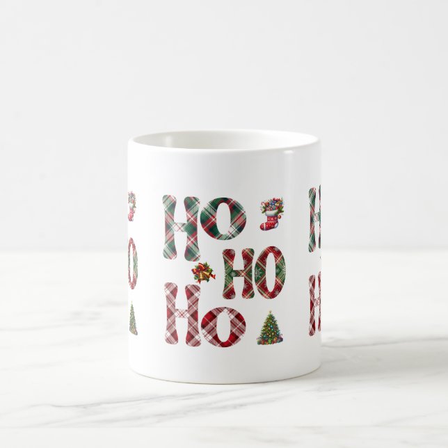 Ho Ho Ho Plaid Christmas  Kaffeetasse (Mittel)