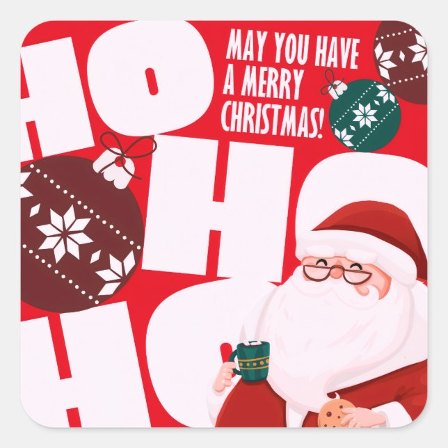 Ho ho ho quadratischer aufkleber (Vorderseite)