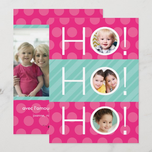 Ho Ho Ho ! Quatre carte de photo de vacances (Devant / Derrière)