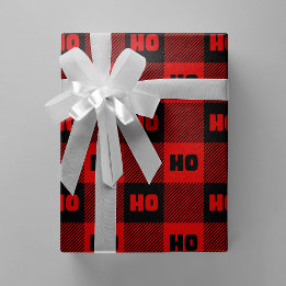 Ho Ho Ho Red & Black Chic Christmas Buffalo Plaid Geschenkpapier