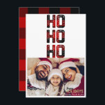 HO HO HO Red Buffalo Kariert Holiday Foto Card Einladung<br><div class="desc">Passen Sie sich mit Ihrem eigenen Foto und Text an.</div>