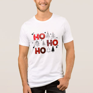 Ho Ho Ho Red Christmas Trees Winterurlaub Tri-Blend Shirt