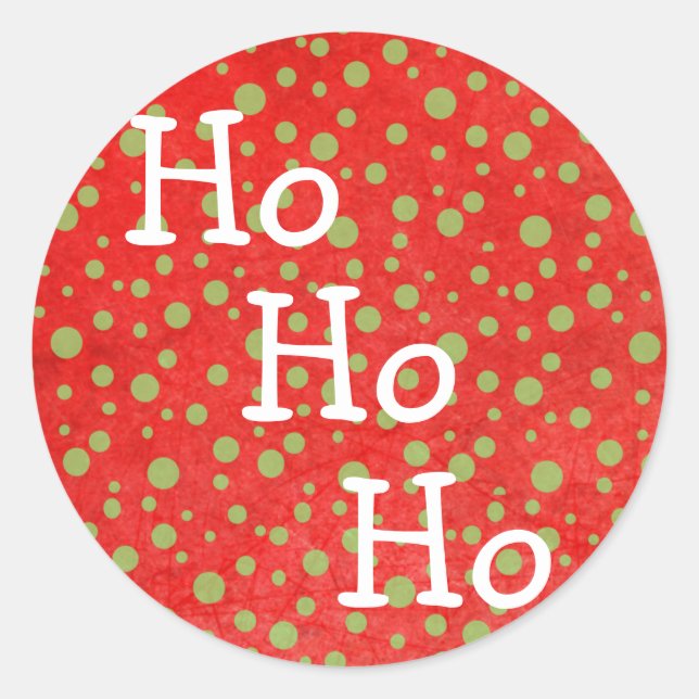 Ho Ho Ho Red & Green Weihnachtsaufkleber Runder Aufkleber (Vorderseite)
