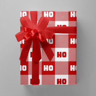 Ho Ho Ho Red & White Chic Christmas Buffalo Plaid Geschenkpapier