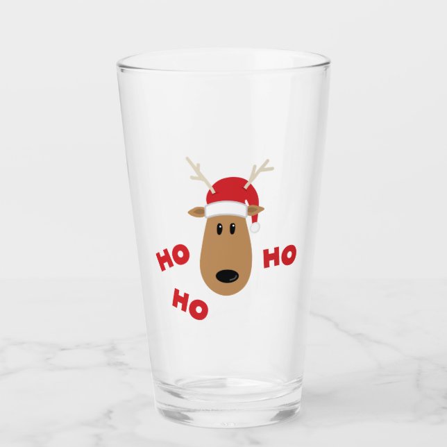 Ho Ho Ho Reindeer Glas (Vorderseite)