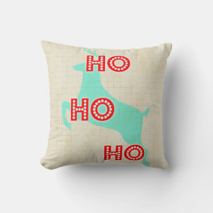 ho ho ho Rentiere rot blau Weihnachten Kissen