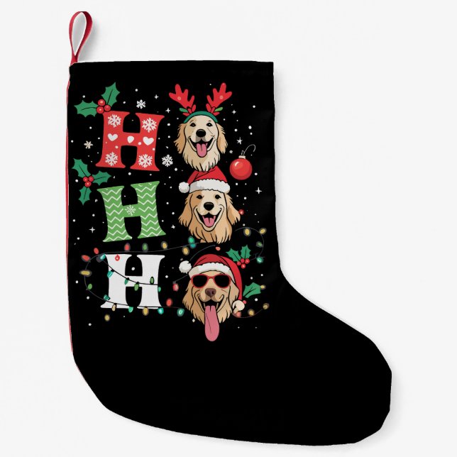 Ho Ho Ho Retrievers Golden Xmas Kleiner Weihnachtsstrumpf (Vorderseite)