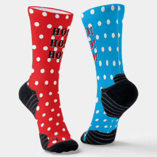 HO HO HO Rot Blau Weiß Tupfen Socken