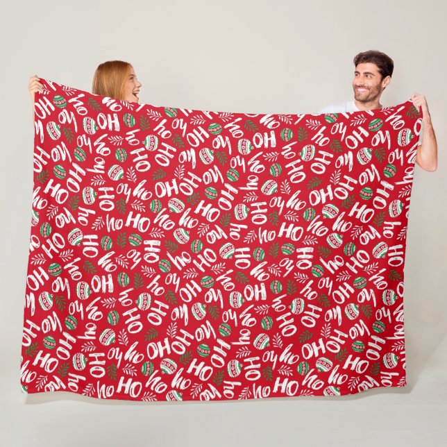 Ho Ho Ho Rote und grüne Weihnachtsbände Fleecedecke (Beispiel)