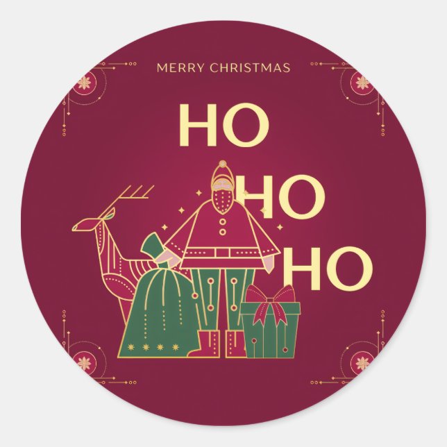 Ho ho ho runder aufkleber (Vorderseite)