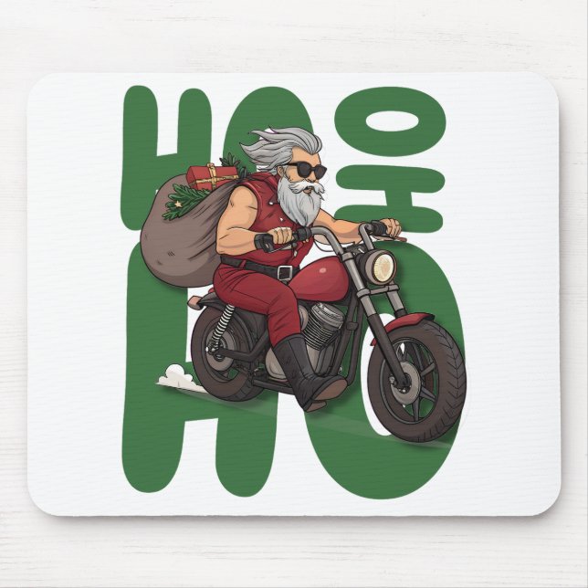 Ho Ho Ho Santa Biker Mousepad (Vorne)