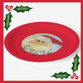 Ho Ho Ho Santa Claus Gesicht Niedlichen Roten Weih Pappteller