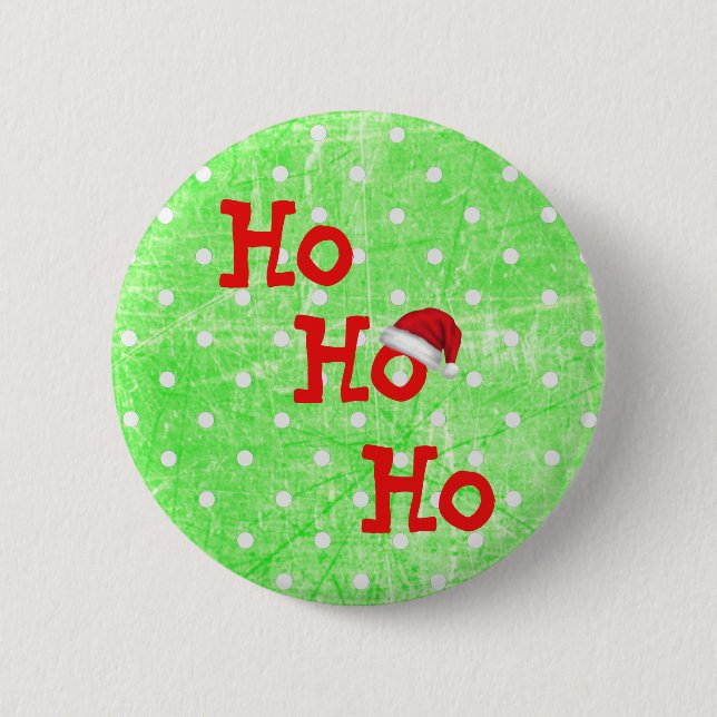 Ho Ho Ho Santa Claus Hat Button (Vorderseite)