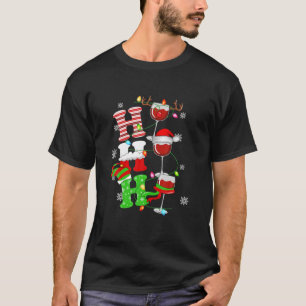 Ho Ho Ho Santa Claus Hat Reindeer Weinglas Pajam T-Shirt
