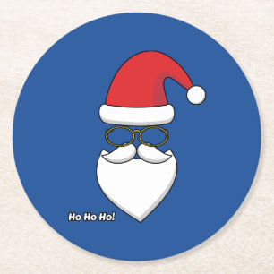 Ho Ho Ho Santa Claus Runder Pappuntersetzer