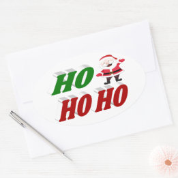 Ho Ho Ho Santa Claus Weihnachtstypografie Ovaler Aufkleber