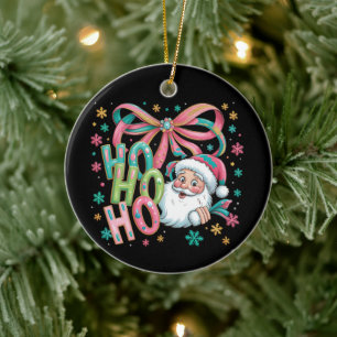 Ho Ho Ho Santa Coquette Schleife Retro Weihnachtsf Keramik Ornament