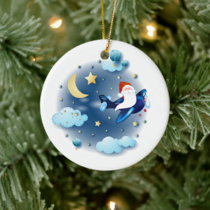 Ho ho ho! Santa on the airplane, ornament