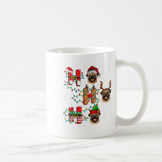 Ho Ho Ho Santa Reindeer Hat Elf Matching Mops Xmas Kaffeetasse (Rechts)