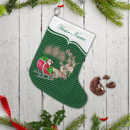 Ho Ho Ho Santa Sleigh Rentier Personalisiert Kleiner Weihnachtsstrumpf