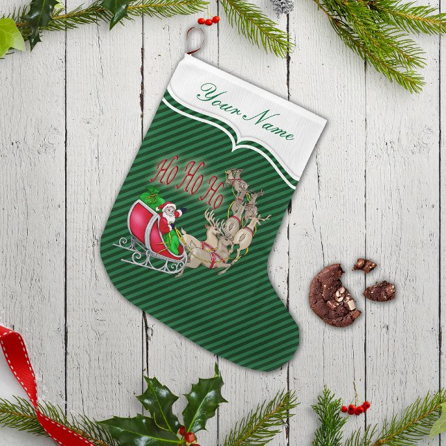 Ho Ho Ho Santa Sleigh Rentier Personalisiert Kleiner Weihnachtsstrumpf (Personalize with your name!)
