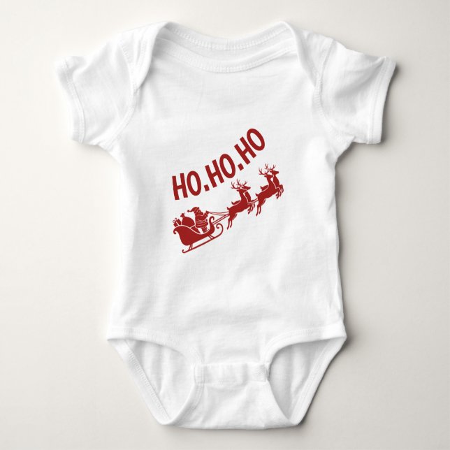 Ho Ho Ho Santa Sleigh Ride Christmas Baby Strampler (Vorderseite)
