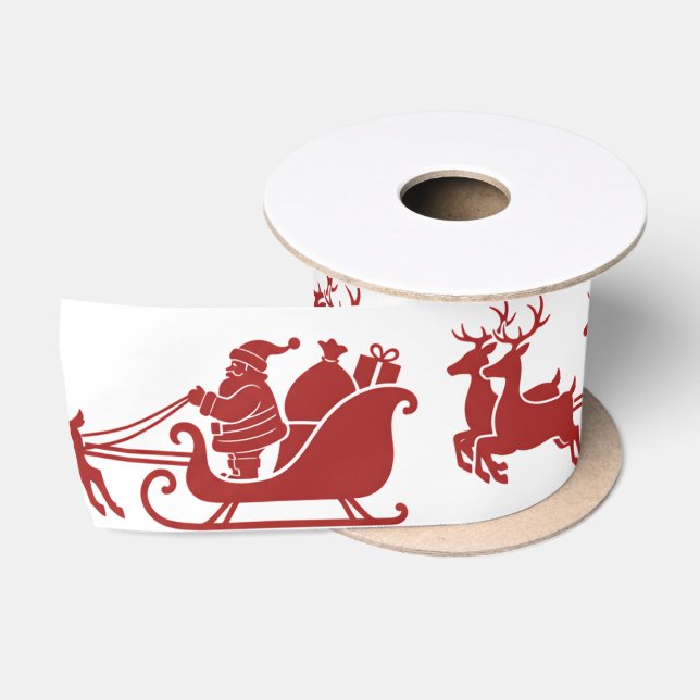 Ho Ho Ho Santa Sleigh Ride Christmas Satinband (Spule)