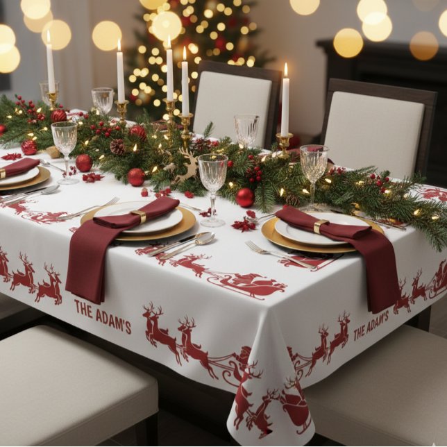 Ho Ho Ho Santa Sleigh Ride Christmas Tablecloth Tischdecke (Von Creator hochgeladen)