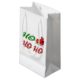 Ho Ho Ho Santa Sleigh Weihnachtsgrüne Schrift Kleine Geschenktüte