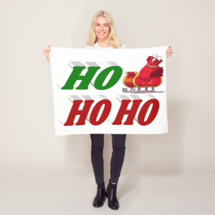 Ho Ho Ho Santa Sleigh Weihnachtstypografie Fleecedecke