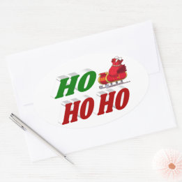 Ho Ho Ho Santa Sleigh Weihnachtstypografie Ovaler Aufkleber