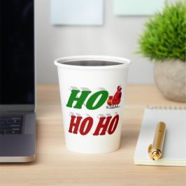 Ho Ho Ho Santa Sleigh Weihnachtstypografie Pappbecher