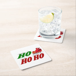 Ho Ho Ho Santa Sleigh Weihnachtstypografie Rechteckiger Pappuntersetzer