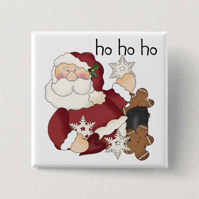 Ho Ho Ho Santa T - Shirt und Geschenke Button (Vorderseite)