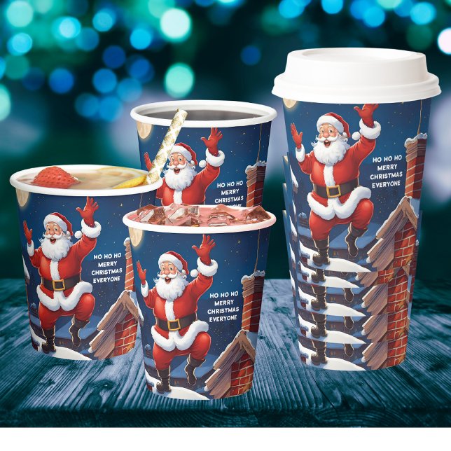 Ho Ho Ho Santa Tanzen auf den Dächern Weihnachten Pappbecher (Party)