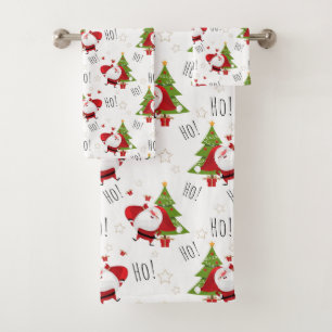 Ho Ho Ho, Santa und Weihnachtsbaumen Badetuch Set