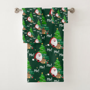Ho Ho Ho, Santa und Weihnachtsbaumen Badetuch Set