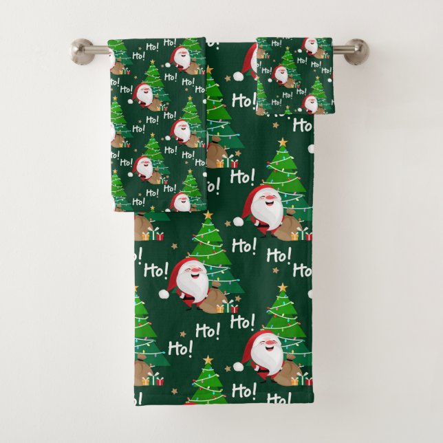 Ho Ho Ho, Santa und Weihnachtsbaumen Badetuch Set (Insitu)