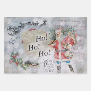 Ho Ho Ho Santa Vintage Weihnachten Geschenkpapier Set