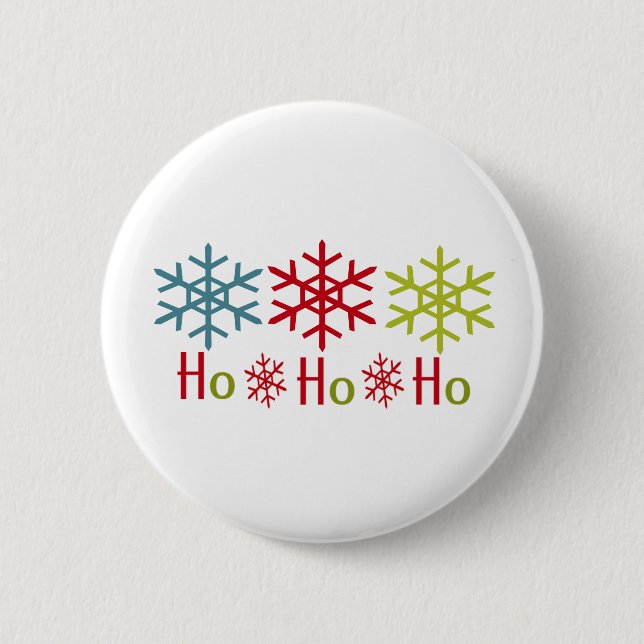 Ho Ho Ho Schneeflocke-Weihnachten Button (Vorderseite)