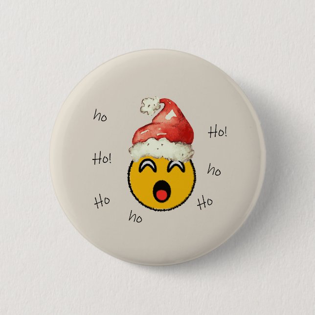 Ho Ho Ho smiley santa Button (Vorderseite)