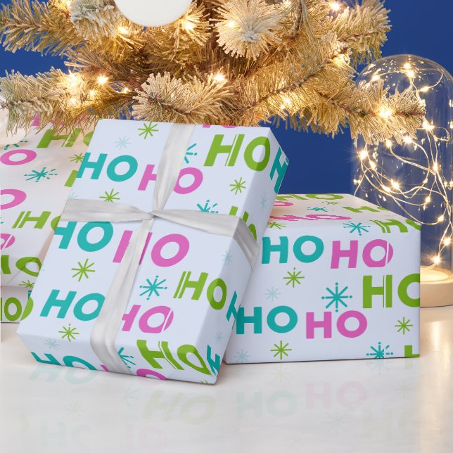 Ho Ho Ho Snowflakes Pastell Moderne Weihnachten Geschenkpapier (Feiertage)