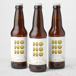 Ho Ho Ho | Spaß Weihnachten Weiß & Gold Bierflaschenetikett