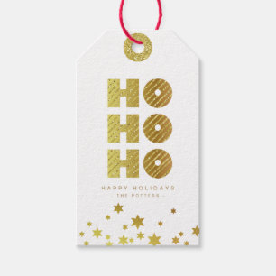 Ho Ho Ho Spaß Weihnachten White & Gold Mini Geschenkanhänger