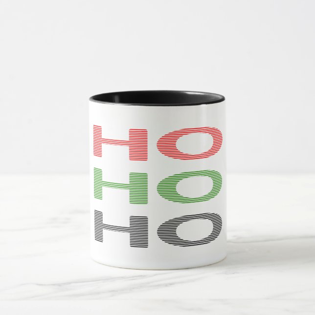 HO HO HO - Streifen - rot, grün, rot Tasse (Zentrum)