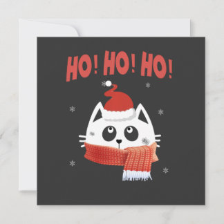 Ho Ho Ho Süße Katze Weihnachtsmann Hut Ho hoch dre Einladung