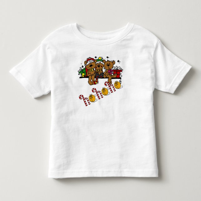Ho Ho Ho Teddy Bears Kleinkind T-shirt (Vorderseite)