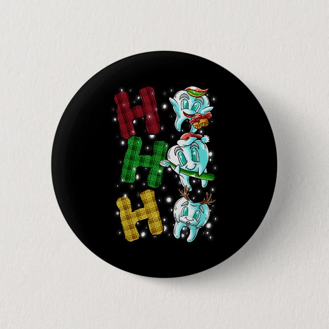 Ho Ho Ho Teeth Santa Claus Dentist Ugly Christmas  Button (Vorderseite)