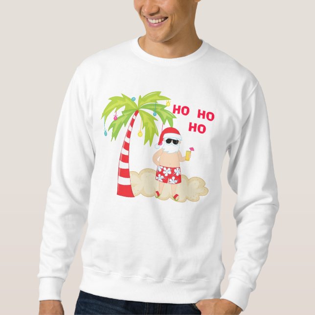 HO HO HO Tropical Père Noël Sweatshirt de Noël (Devant)