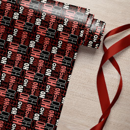Ho Ho Ho Typografie Christmas Black Geschenkpapier